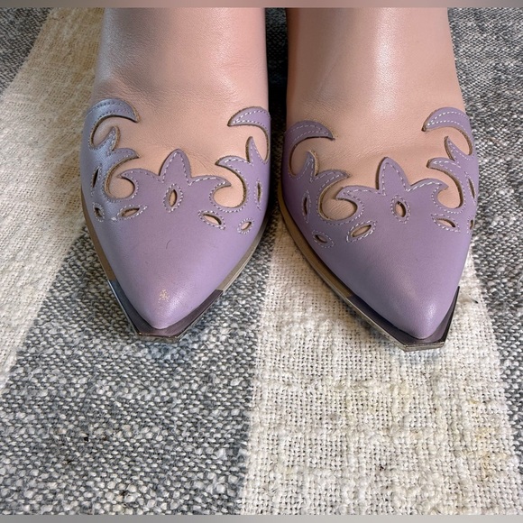 Steve Madden SZ 7M Pastel Pink and Purple 3.5” Heeled Boots Western Silver Tip - Picture 2 of 7